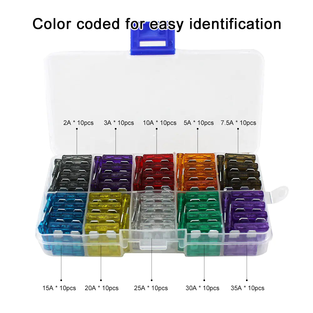 Car Fuse Kit 100-Piece - Automotive Medium Fuse Set for Vehicles