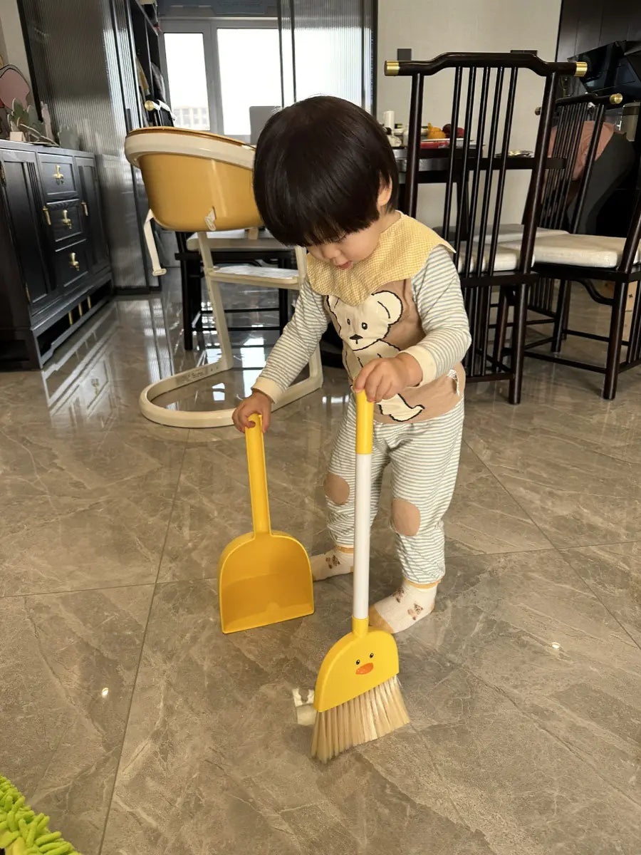Kids Cleaning Set - 3-Piece Duck Broom Dustpan Mop for Children