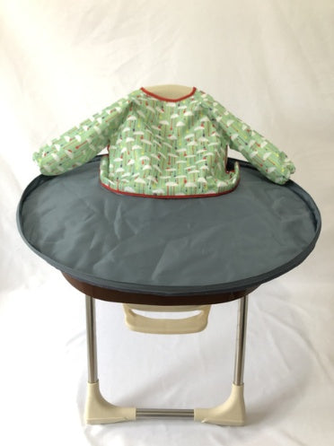 Baby Highchair Splat Mat - Waterproof Floor Protector with Bib