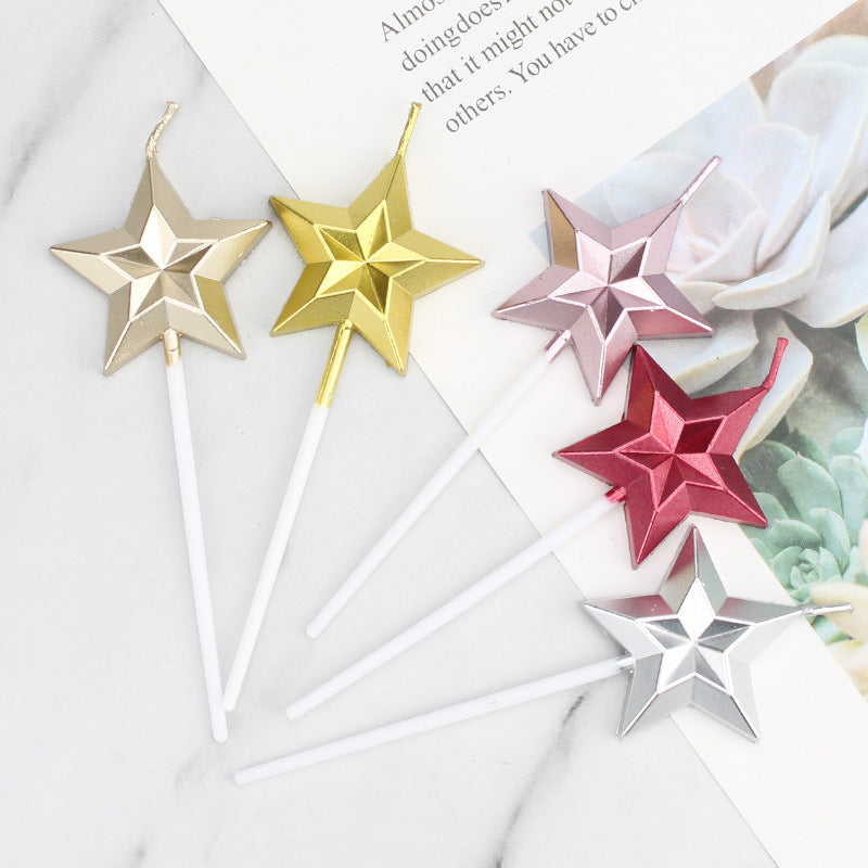Metallic Diamond Heart Star Cake Decorations with Candles