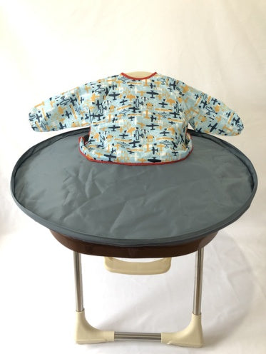 Baby Highchair Splat Mat - Waterproof Floor Protector with Bib