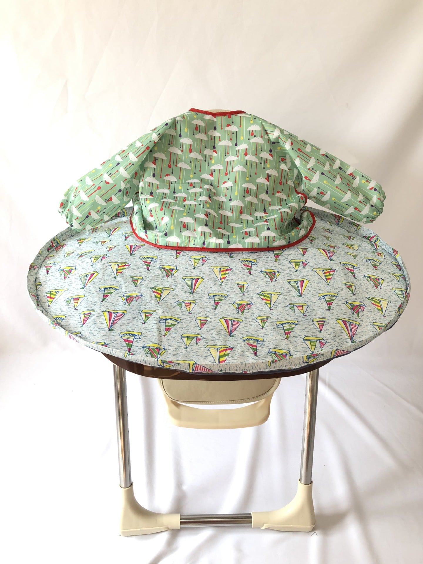 Baby Highchair Splat Mat - Waterproof Floor Protector with Bib