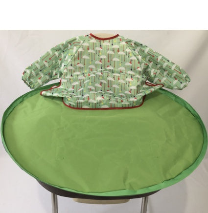 Baby Highchair Splat Mat - Waterproof Floor Protector with Bib