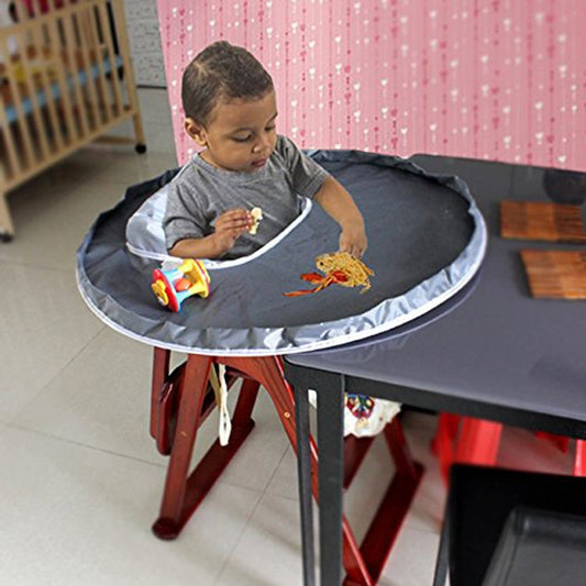 Baby Highchair Splat Mat - Waterproof Floor Protector with Bib