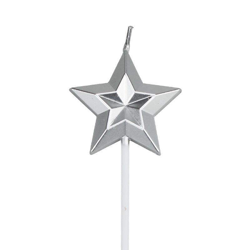 Metallic Diamond Heart Star Cake Decorations with Candles