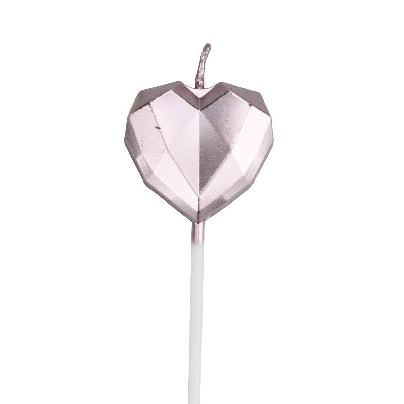 Metallic Diamond Heart Star Cake Decorations with Candles