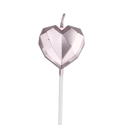 Metallic Diamond Heart Star Cake Decorations with Candles