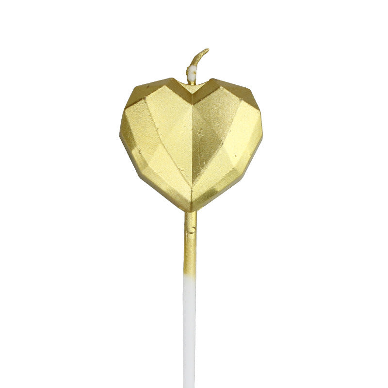 Metallic Diamond Heart Star Cake Decorations with Candles