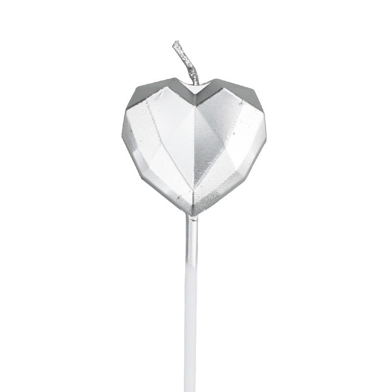 Metallic Diamond Heart Star Cake Decorations with Candles