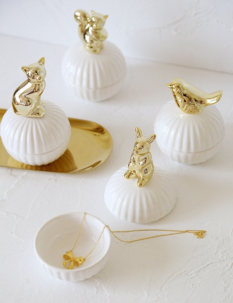 Animal Figurine Jewelry Box - Decorative Storage for Home Decor