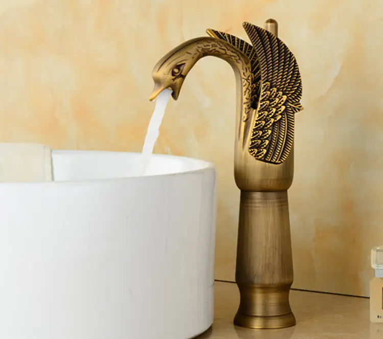 Antique Copper Bathroom Faucet - Vintage Brass Washbasin Tap