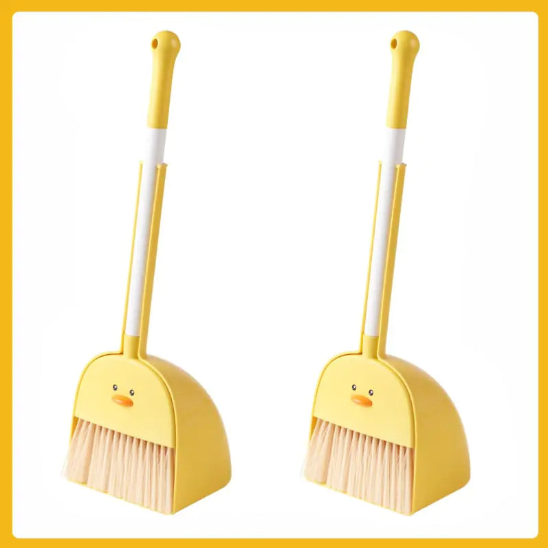 Kids Cleaning Set - 3-Piece Duck Broom Dustpan Mop for Children