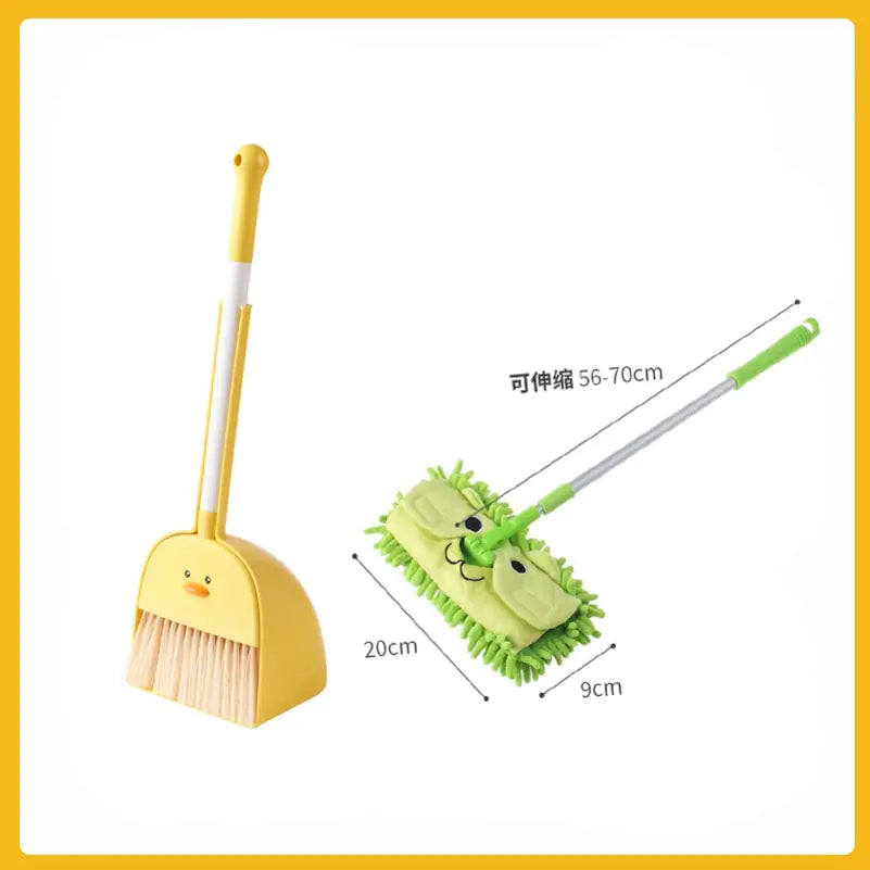 Kids Cleaning Set - 3-Piece Duck Broom Dustpan Mop for Children