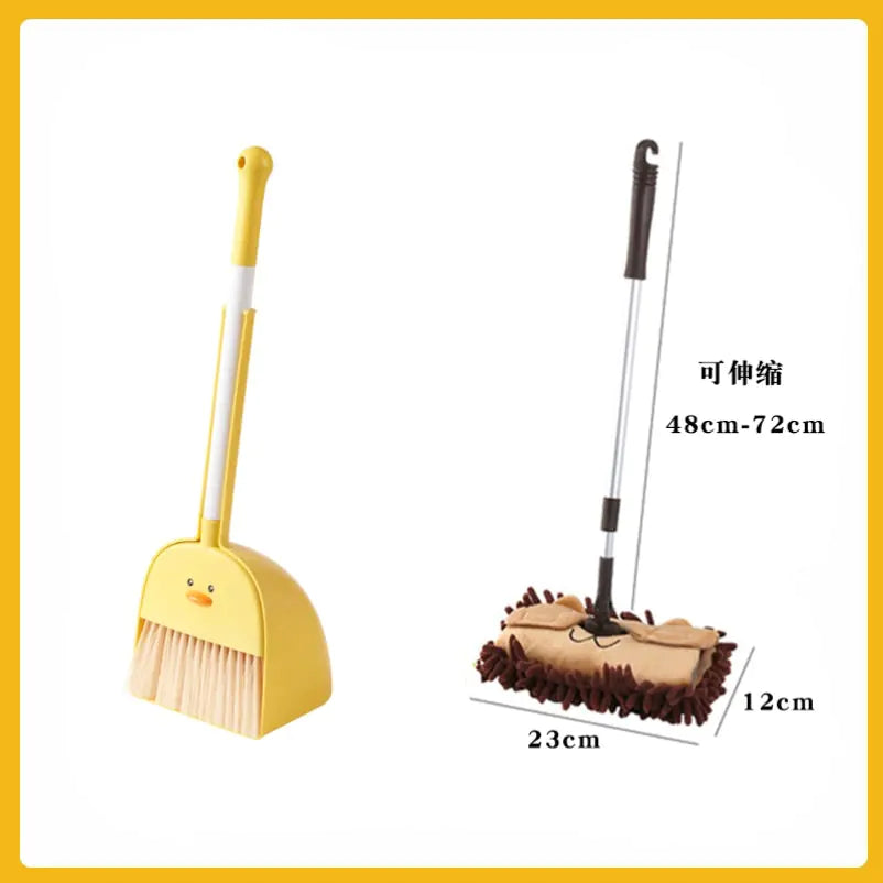 Kids Cleaning Set - 3-Piece Duck Broom Dustpan Mop for Children