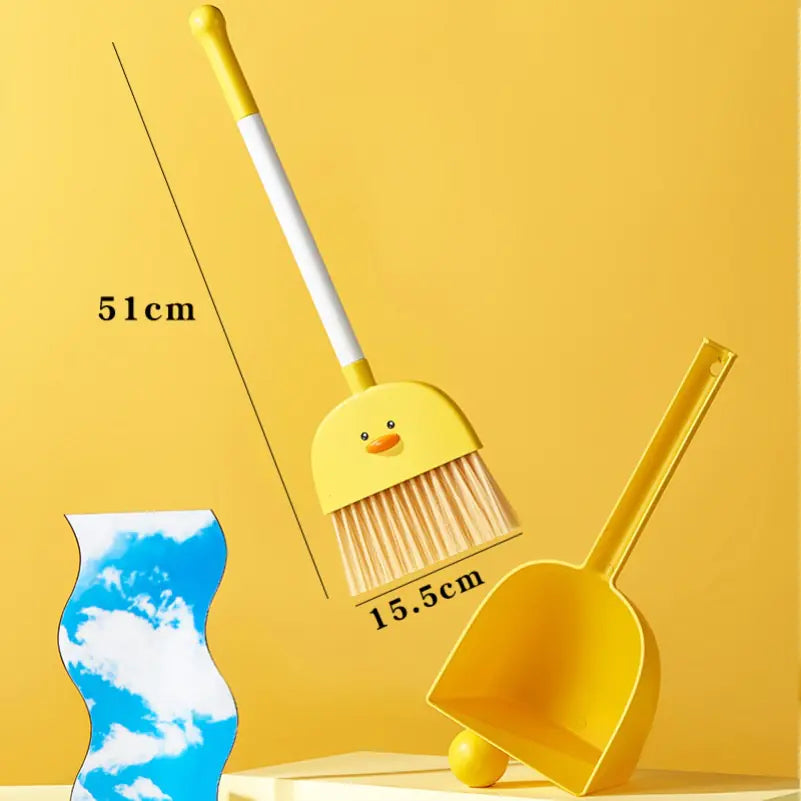 Kids Cleaning Set - 3-Piece Duck Broom Dustpan Mop for Children