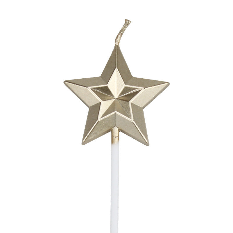 Metallic Diamond Heart Star Cake Decorations with Candles