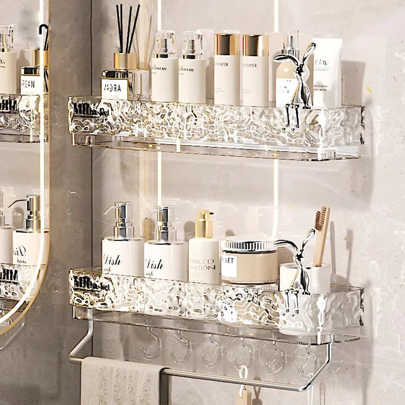 Glacier Pattern Triangular Bathroom Wall Shelf Organizer