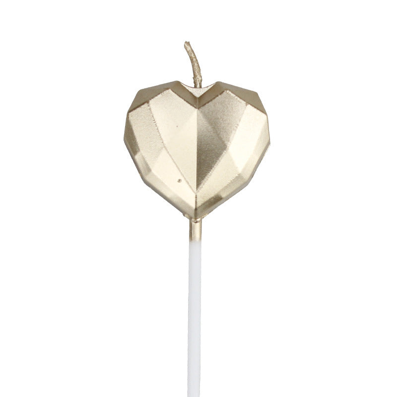 Metallic Diamond Heart Star Cake Decorations with Candles