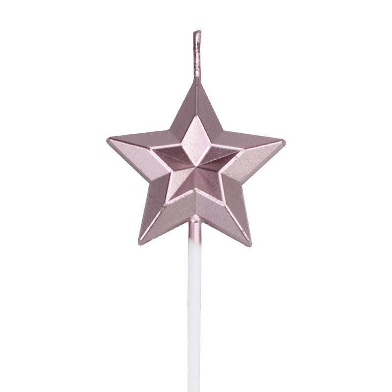 Metallic Diamond Heart Star Cake Decorations with Candles
