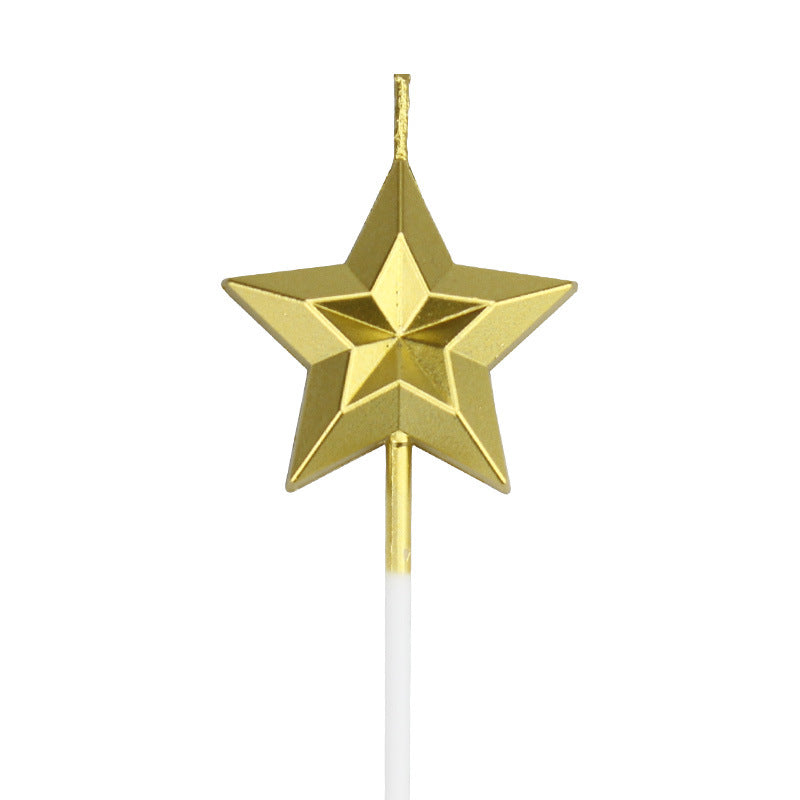 Metallic Diamond Heart Star Cake Decorations with Candles