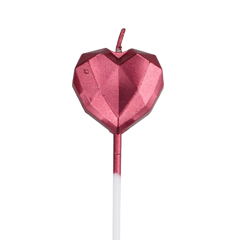 Metallic Diamond Heart Star Cake Decorations with Candles